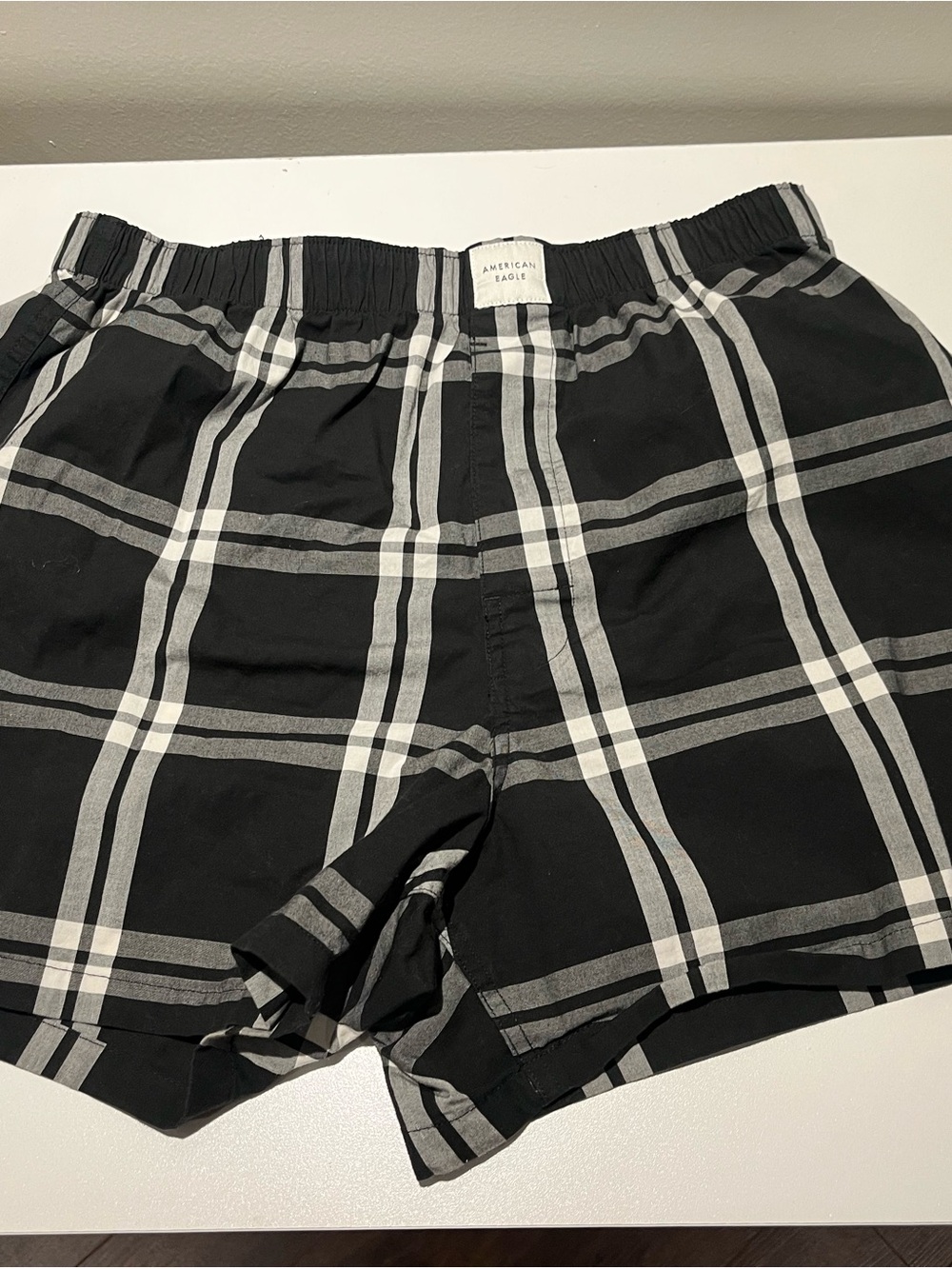 American Eagle Outfitters Black Plaid Lounge Shorts